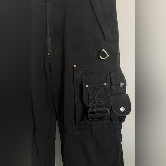 FREEKNIGHT JAPAN 30W black cargo gas mask Velcro army military zipper pants - Picture 3 of 9